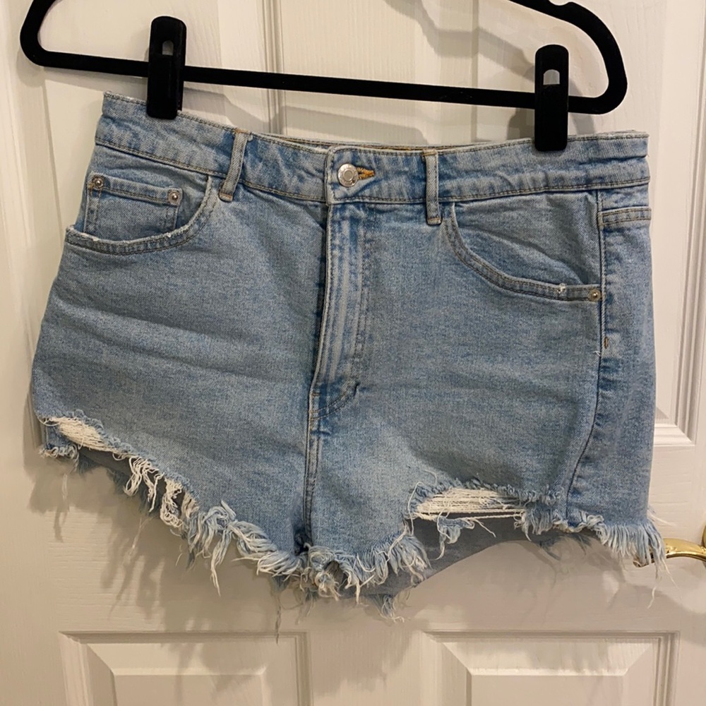 Zara denim frayed shorts